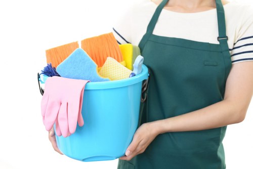 Communal hallway cleaning in a Lambeth residential block