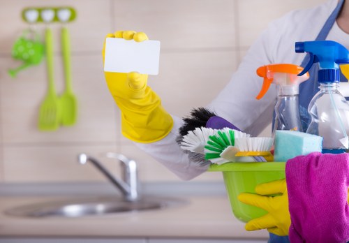 Cleaners carrying out a detailed move out cleaning service in a Lambeth apartment