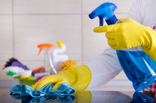 Technician treating a pet stain on carpet in a Lambeth home